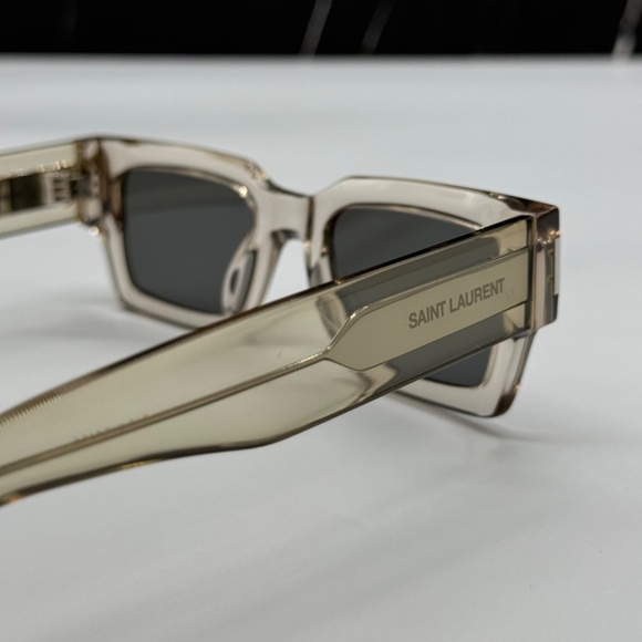 NEW SL572 003 SAINT LAURENT BEIGE GREY SL 572 003 SQUARE UNISEX SUNGLASSES - Picture 7 of 10